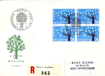 CH FDC 0757 (Viererblock) 1962 09 001 ●